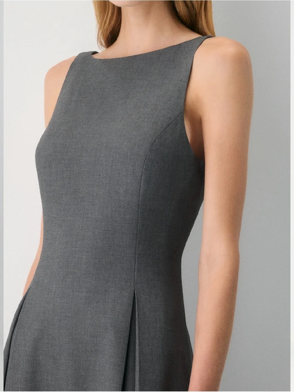 Babaton Gardenia Heather Charcoal Sleeveless Boatneck Midi Dress 10 - Picture 4 of 15